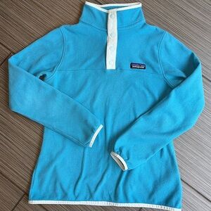 Patagonia Blue Snap Neck Fleece with white trim